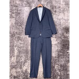 New Indochino Suit 44R Mens Blue 100% Wool Slim Fit